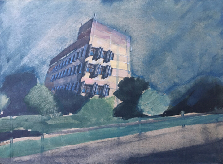 Painting titled "Last summer days" by Victor Ciobanu, Original Artwork, Watercolor Mounted on Wood Stretcher frame