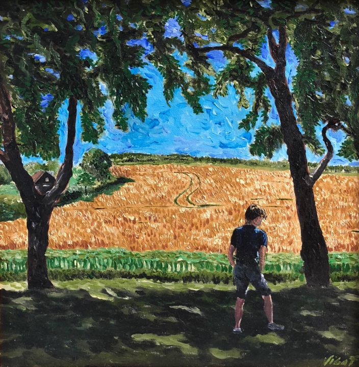 Pintura intitulada "Menino do campo" por Victor G Ferrari, Obras de arte originais, Acrílico