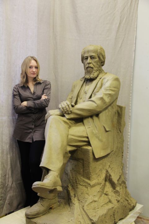 Скульптура под названием "Солженицын А.И." - Victoria Aleksandrovna, Подлинное произведение искусства