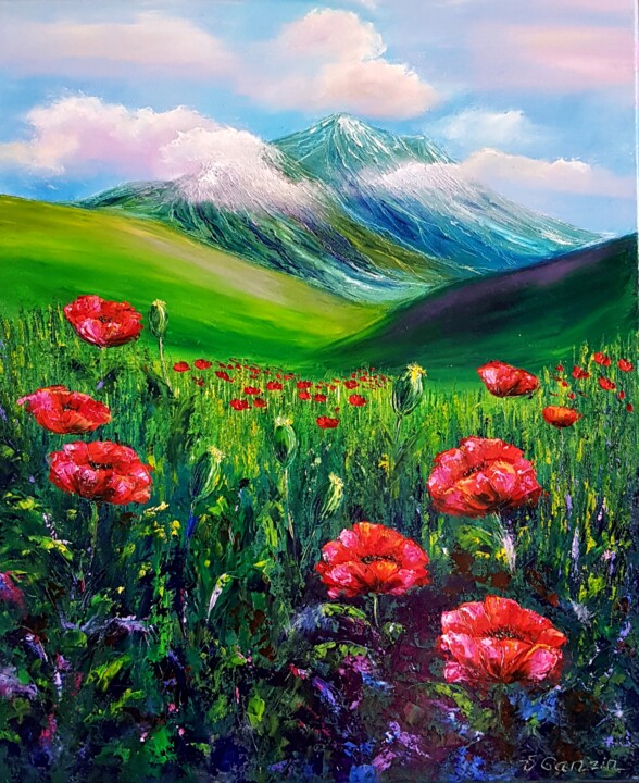 Peinture intitulée "Poppies." par Victoria Beko, Œuvre d'art originale, Huile