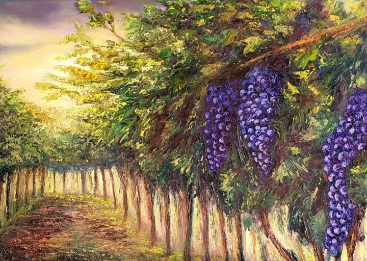 Peinture intitulée "Vignobles de Carcas…" par Victoria Beko, Œuvre d'art originale, Huile