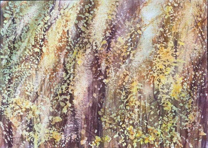 Painting titled "Wind in autumn" by Victoria Boyko, Original Artwork, Watercolor