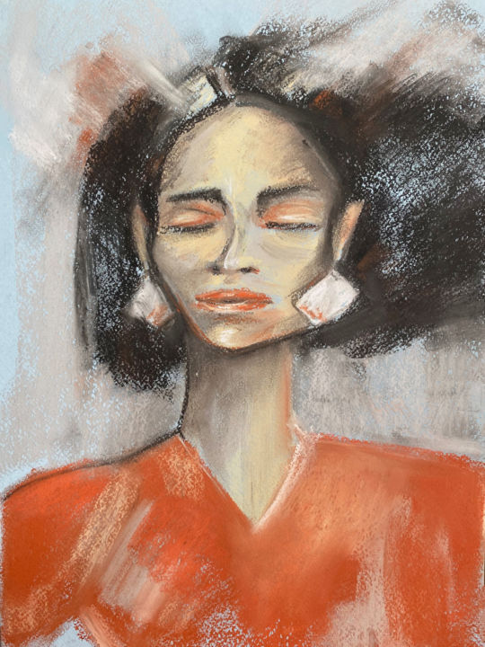 Drawing titled "Jazz dress" by Victoria Sien, Original Artwork, Pastel