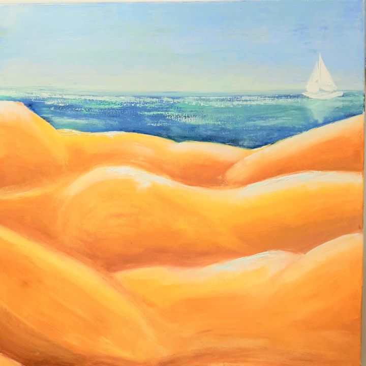 Painting titled "Dune Nude" by Victoria Chioibas Lupu, Original Artwork, Oil