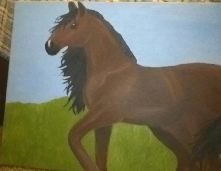 Painting titled "Mustang" by Victoria Deaton, Original Artwork, Oil