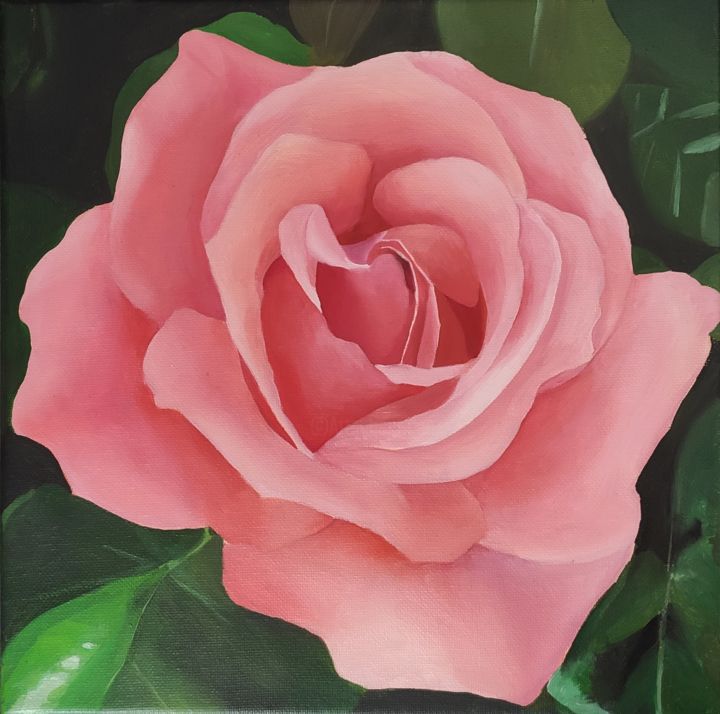 Peinture intitulée "ROSE Reine Elizabet…" par Victoria Duba, Œuvre d'art originale, Huile