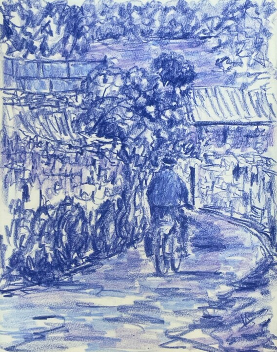 Zeichnungen mit dem Titel "To the lavender fie…" von Victoria General, Original-Kunstwerk, Wachs