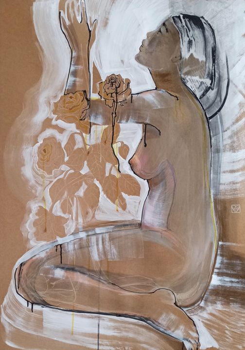 Rysunek zatytułowany „Confession. Исповед…” autorstwa Victoria Golovina, Oryginalna praca, Atrament