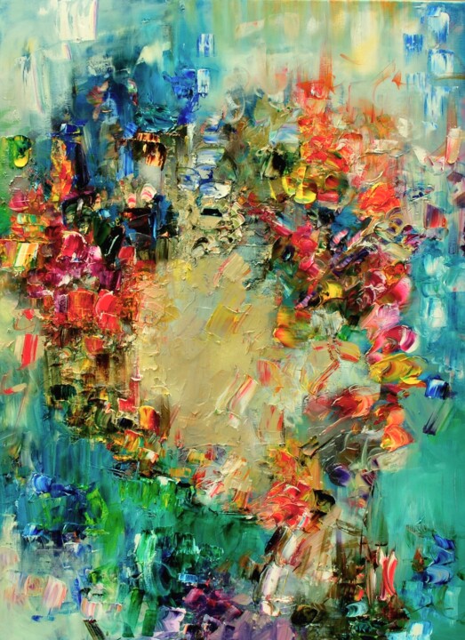 Painting titled "Liquid Happy" by Victoria Horkan, Original Artwork, Oil