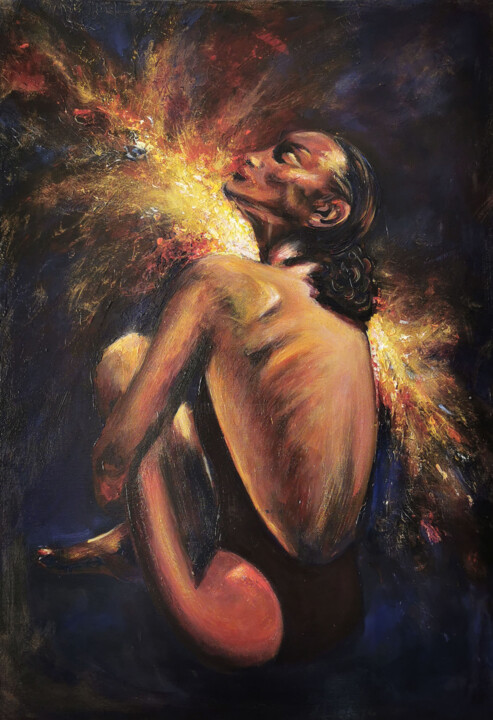 Картина под названием "God is a woman" - Victoria Mk, Подлинное произведение искусства, Акрил Установлен на Деревянная панель