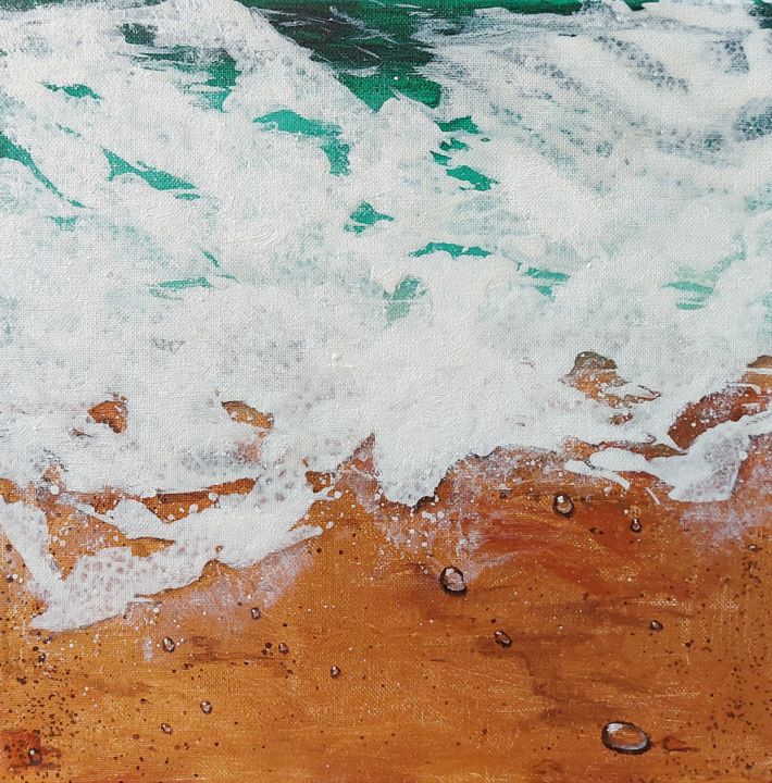 绘画 标题为“Golden beach” 由Victoria Novichkova, 原创艺术品, 丙烯 安装在木质担架架上