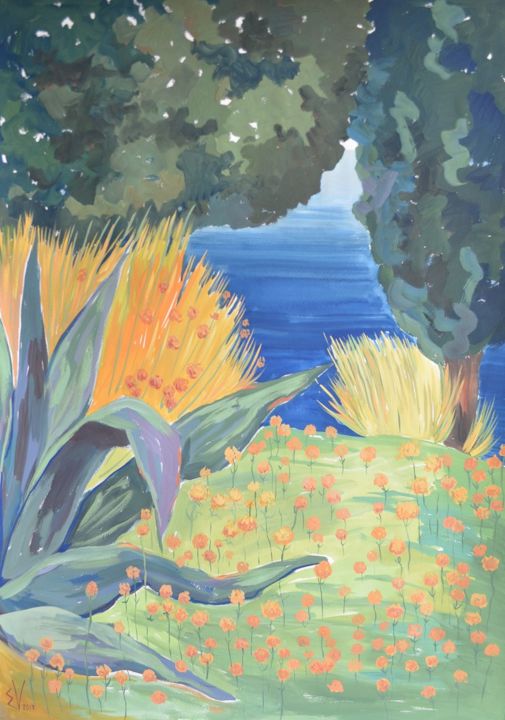 Painting titled "smell of the sea" by Victoria, Original Artwork, Gouache