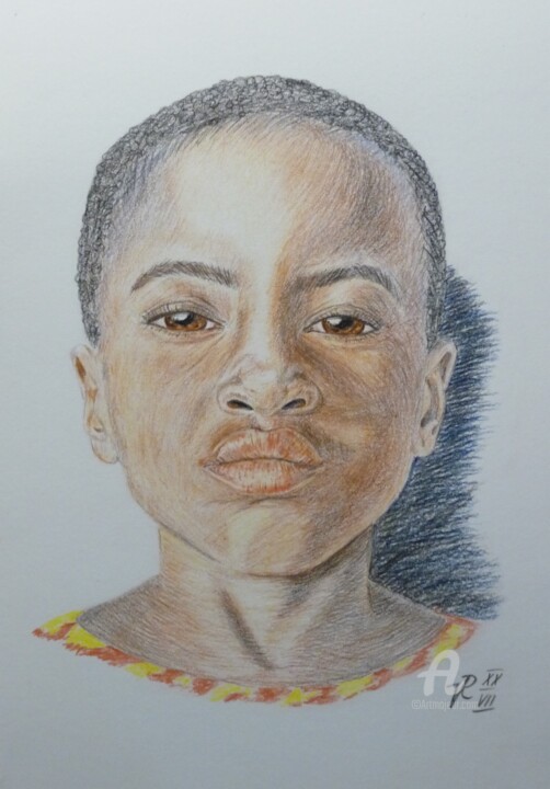 Drawing titled "Afrikanisches Mädch…" by Victoria Richters, Original Artwork, Conté