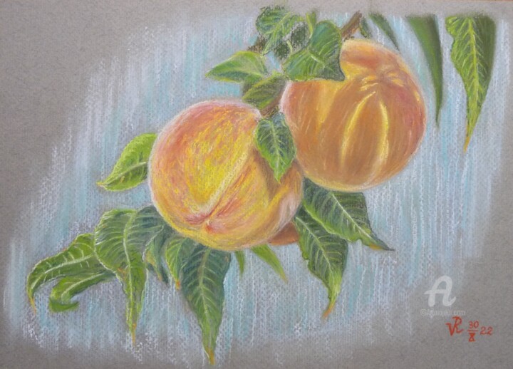Drawing titled "Pfirsiche" by Victoria Richters, Original Artwork, Pastel