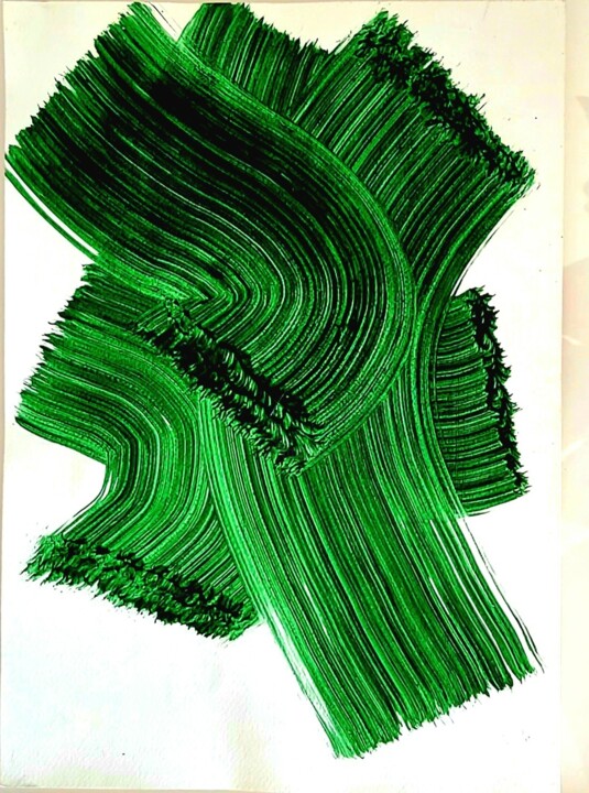 Pintura titulada "Flow green 4" por Victoria Román, Obra de arte original, Acrílico