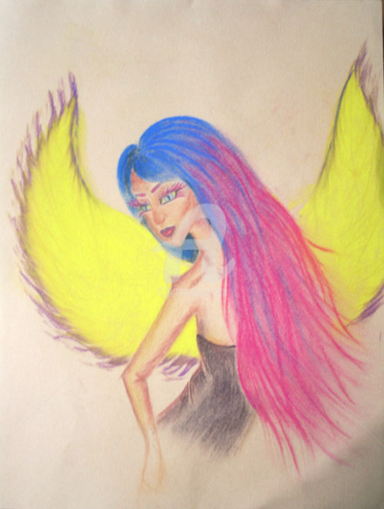 Drawing titled "Sour Angel" by Victoria Samovarova, Original Artwork, Pastel