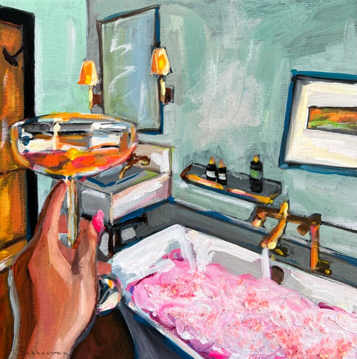 Painting titled "Bathroom Interior.…" by Victoria Sukhasyan, Original Artwork, Acrylic