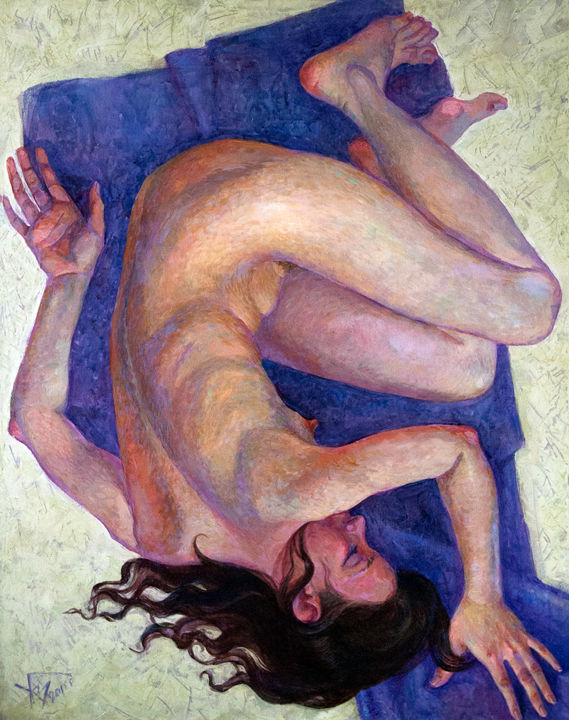 Painting titled "Sleeping I" by Victoria Udalova, Original Artwork, Oil