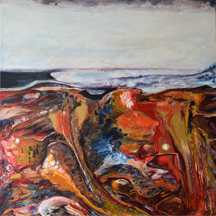 Картина под названием "Abstract landscape…" - Viktorija Rutskaja, Подлинное произведение искусства, Акрил