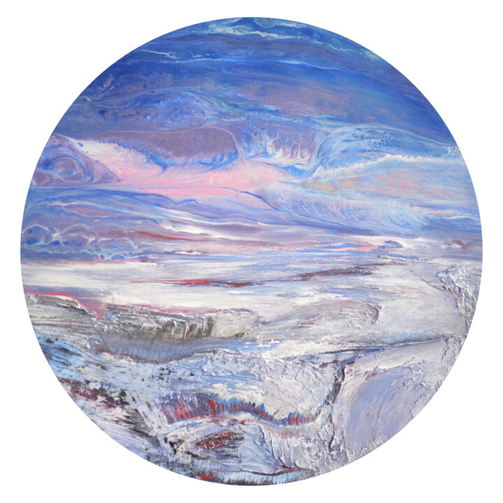 Картина под названием "Round abstract land…" - Viktorija Rutskaja, Подлинное произведение искусства, Акрил