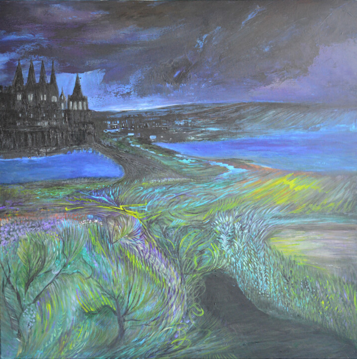Картина под названием "Castle" - Viktorija Rutskaja, Подлинное произведение искусства, Акрил