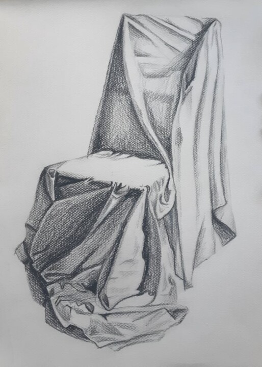 Disegno intitolato "Fabric Study" da Victoria Wallace, Opera d'arte originale, Acrilico Montato su Altro pannello rigido