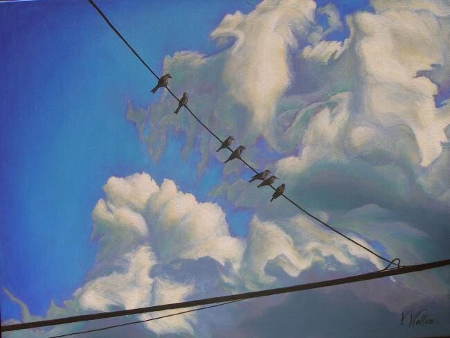 Malerei mit dem Titel "Big City Sky" von Victoria Wallace, Original-Kunstwerk