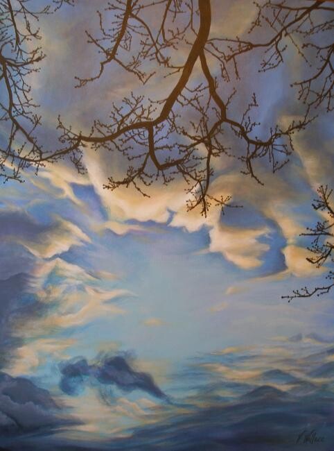 Schilderij getiteld "November Sky" door Victoria Wallace, Origineel Kunstwerk