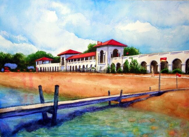 Painting titled "Sunnyside Pavillion" by Victoria Wallace, Original Artwork