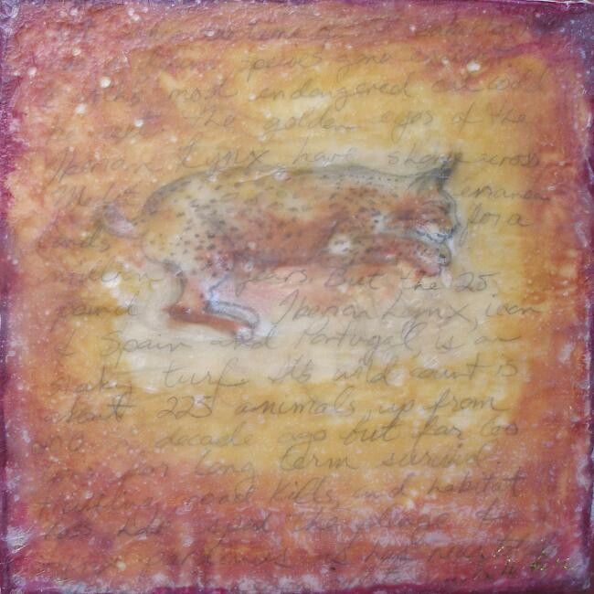 Painting titled "Iberian Lynx" by Victoria Wallace, Original Artwork, Encaustic