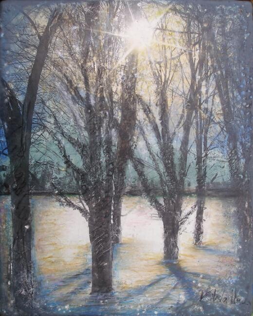 Painting titled "Little Lake" by Victoria Wallace, Original Artwork