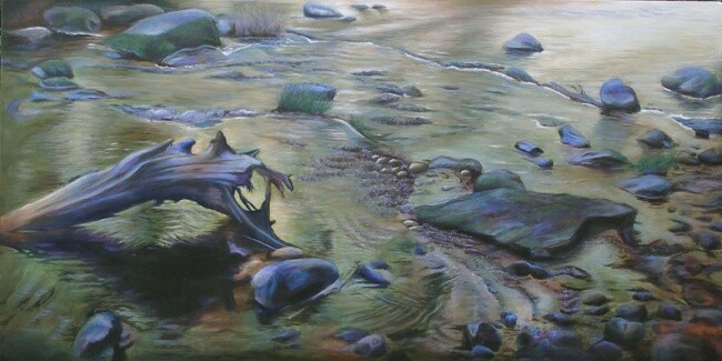Painting titled "Jackson Creek" by Victoria Wallace, Original Artwork, Acrylic
