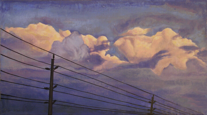 Peinture intitulée "Yvening Sky" par Victoria Wallace, Œuvre d'art originale, Encaustique