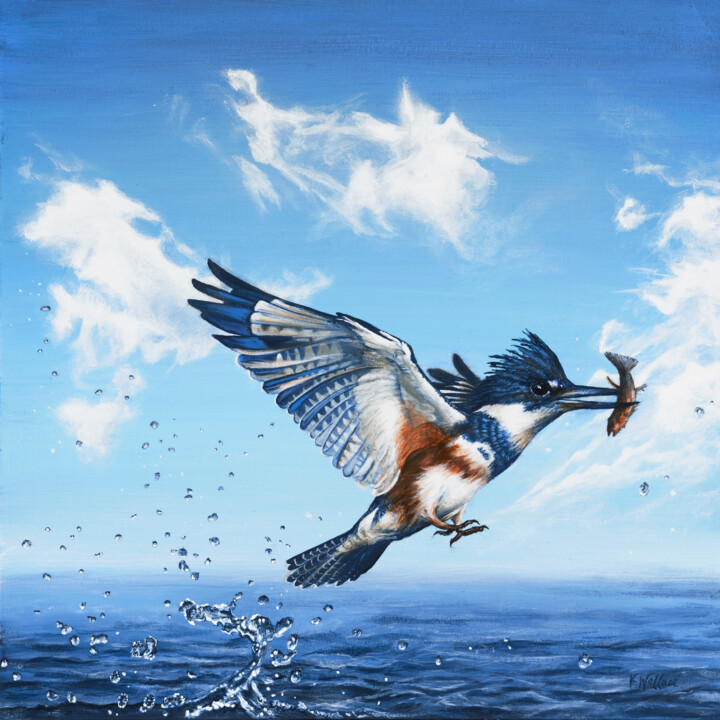 Картина под названием "Kingfisher.jpg" - Victoria Wallace, Подлинное произведение искусства, Акрил