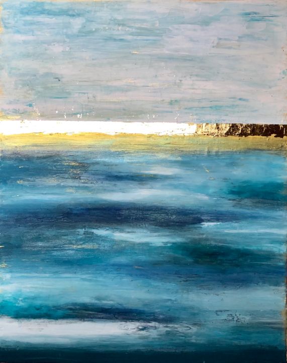 Painting titled "Sea calm" by Vigonch, Original Artwork, Acrylic Mounted on Wood Stretcher frame