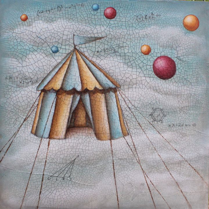 Painting titled "Past Tents" by Victoria Wallace, Original Art, Acrylic