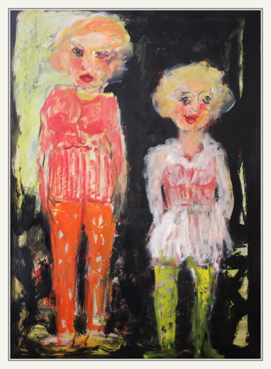 Peinture intitulée "Mariette et Simone" par Victorine Follana, Œuvre d'art originale, Huile