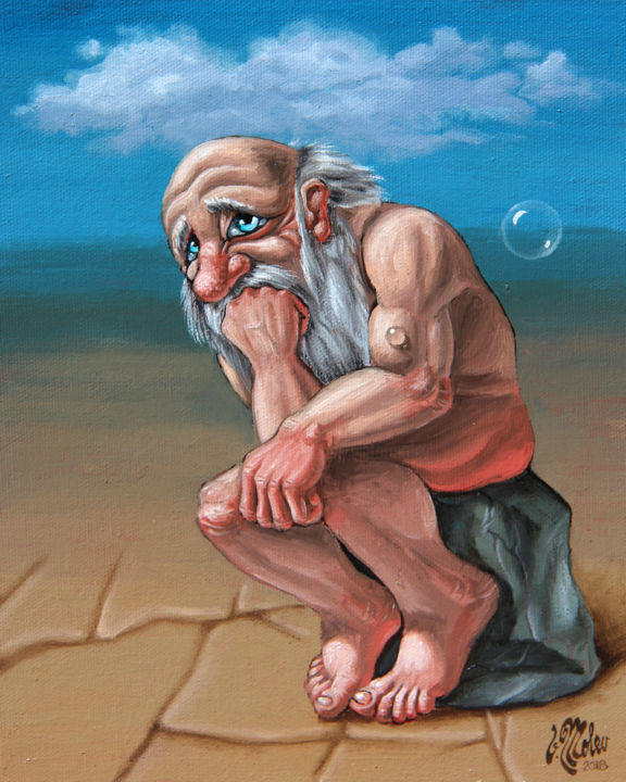 Картина под названием "Thinker" - Victor Molev, Подлинное произведение искусства, Масло
