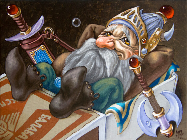 Painting titled "Dwarf Balaban" by Victor Molev, Original Artwork, Oil