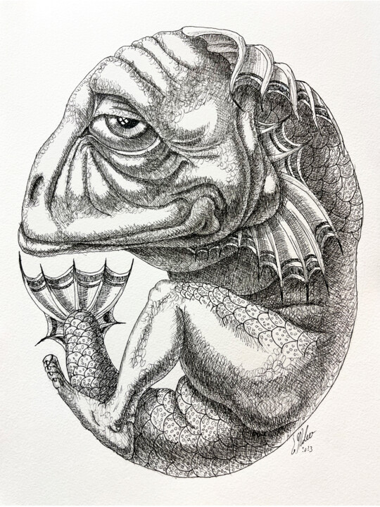 Drawing titled "Wrong Tadpole" by Victor Molev, Original Artwork, Ink