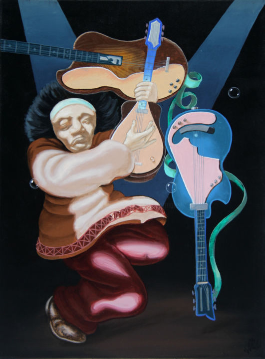 Pintura titulada "Jimi Hendrix" por Victor Molev, Obra de arte original, Oleo