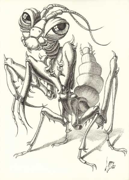 Drawing titled "Mantis Religiosa" by Victor Molev, Original Artwork, Other