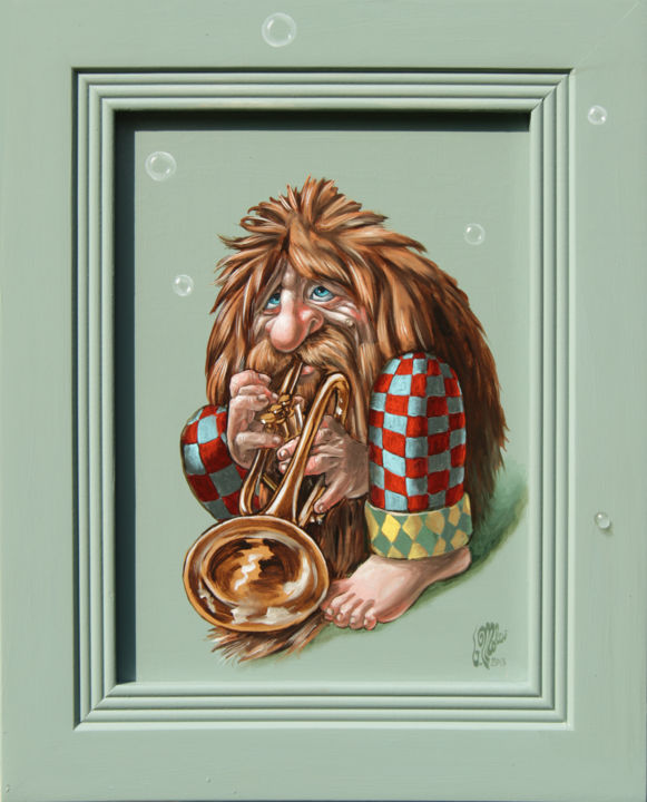 Peinture intitulée "Trumpeter" par Victor Molev, Œuvre d'art originale, Huile
