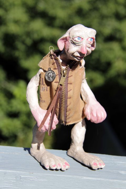 Sculpture titled "Troll in the suit "…" by Victor Molev, Original Artwork, Clay