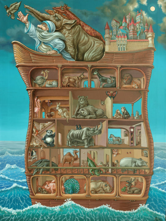Pintura titulada "Noah`s Arc" por Victor Molev, Obra de arte original, Oleo