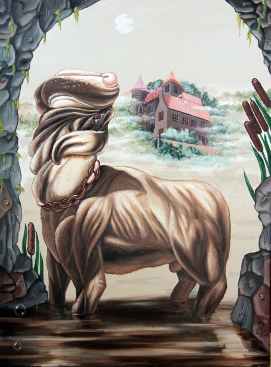 Peinture intitulée "The Hound of the Ba…" par Victor Molev, Œuvre d'art originale, Huile