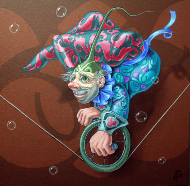 Pittura intitolato "Monocycle" da Victor Molev, Opera d'arte originale, Olio