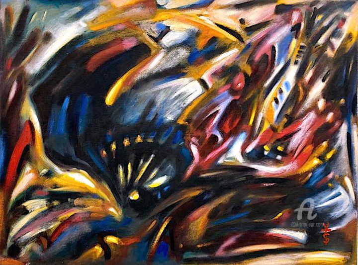 Картина под названием "ИСТОРИЯ" - Виктор Цебрук, Подлинное произведение искусства, Масло Установлен на Деревянная рама для н…