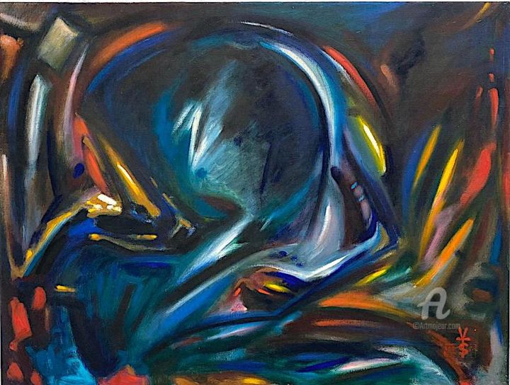 Картина под названием "ОТВЕТ" - Виктор Цебрук, Подлинное произведение искусства, Масло Установлен на Деревянная рама для нос…