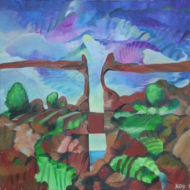 Malarstwo zatytułowany „The Landscape of My…” autorstwa Victor X, Oryginalna praca, Olej